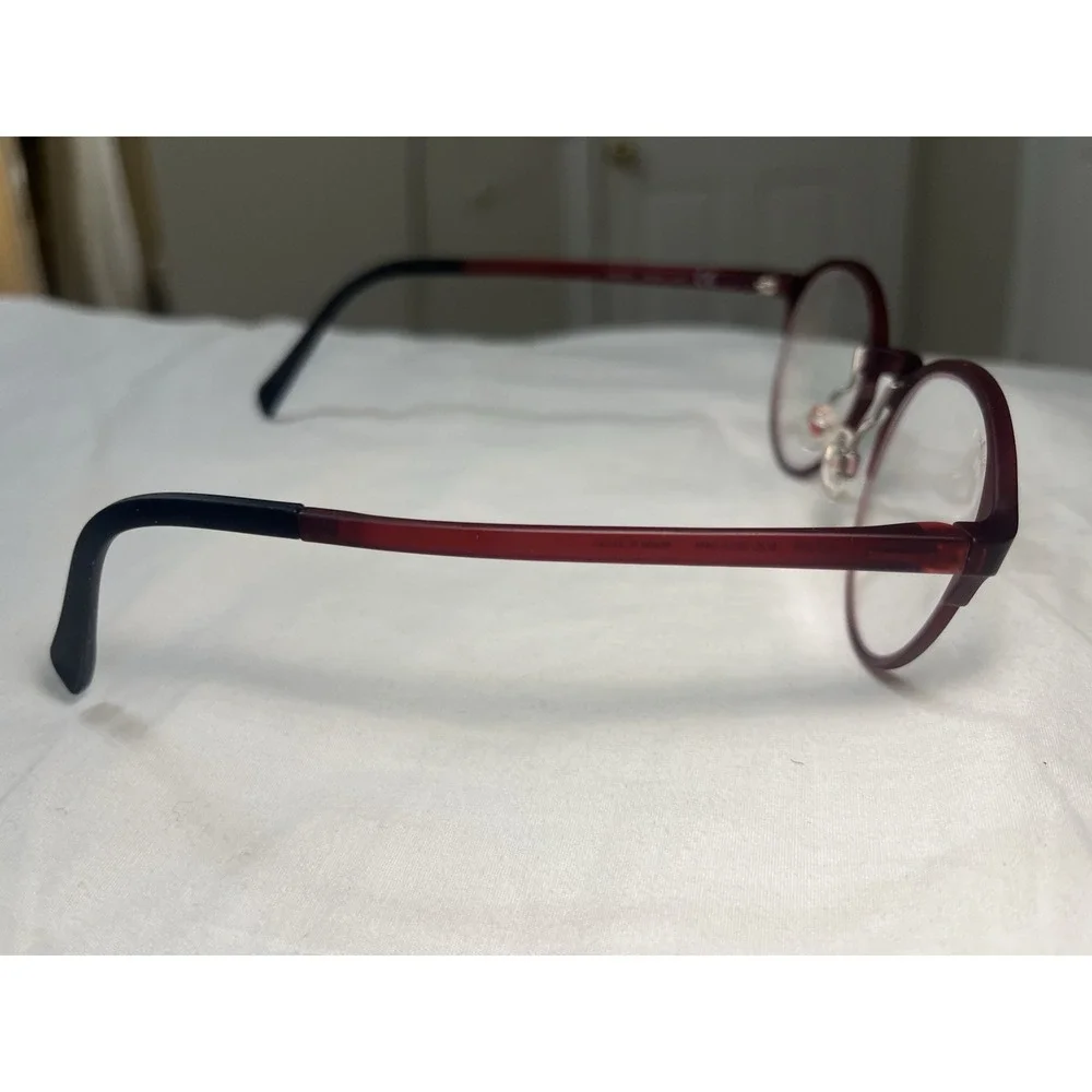 Maui Jim Round Eyeglasses Frames Only MJO 2615-04M, 46-21-147, Red Made in Japan